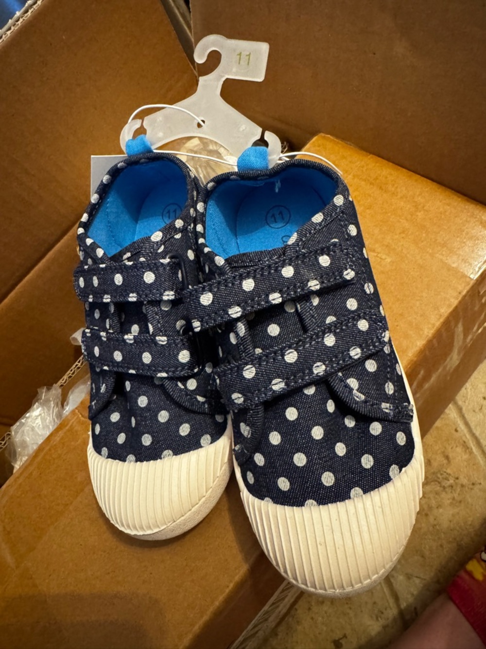 Cat & Jack Navy Polka Dot Hook-and-Loop Sneakers
